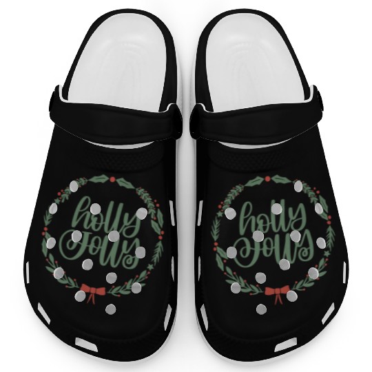 Holly Jolly Sage Green Christmas Wreath Fun Clogs