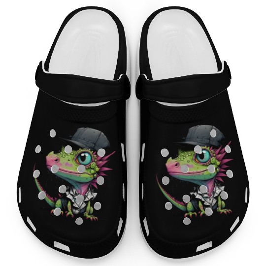 Cute lizard with cap Clogs