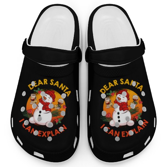 Schneemann Dear Santa I can Explain Funny Clogs