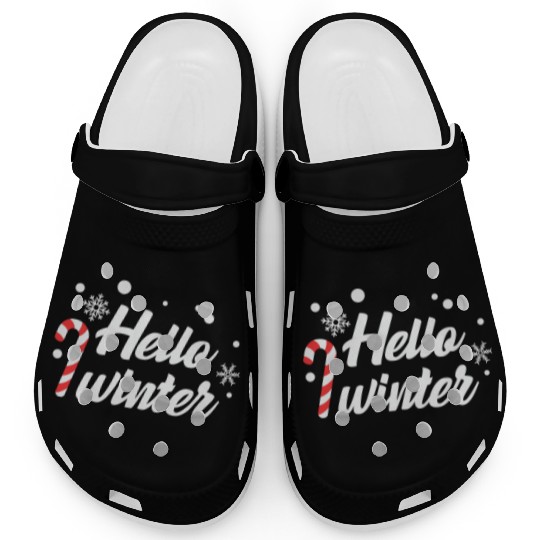 Hello Winter Christmas Candy Canes Clogs