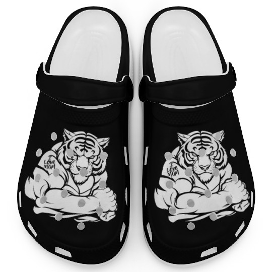 Tiger Biceps Tattoo I Love Mom Clogs