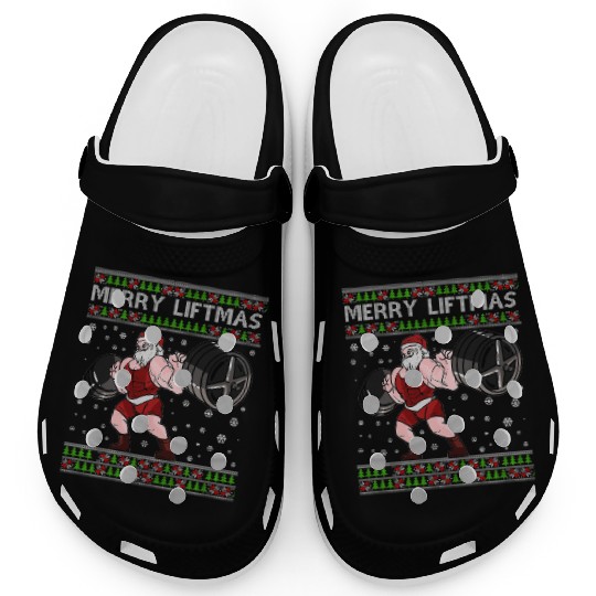 MERRY LIFTMAS Funny Strong Santa Claus Clogs
