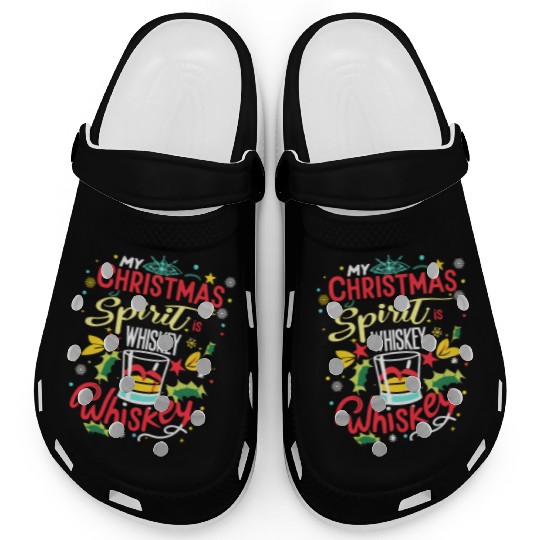 Santa My Christmas Spirit Is Whiskey Whiskey Clogs