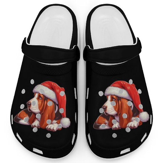 Cute Basset Hound Santa Claus Clogs