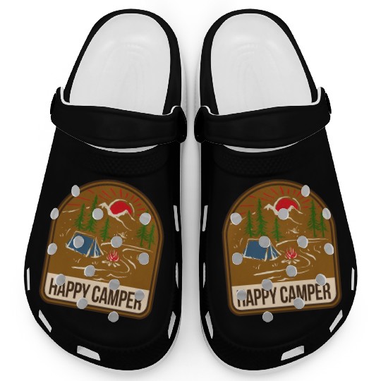 Happy Camper Camping Campfire Tent Clogs