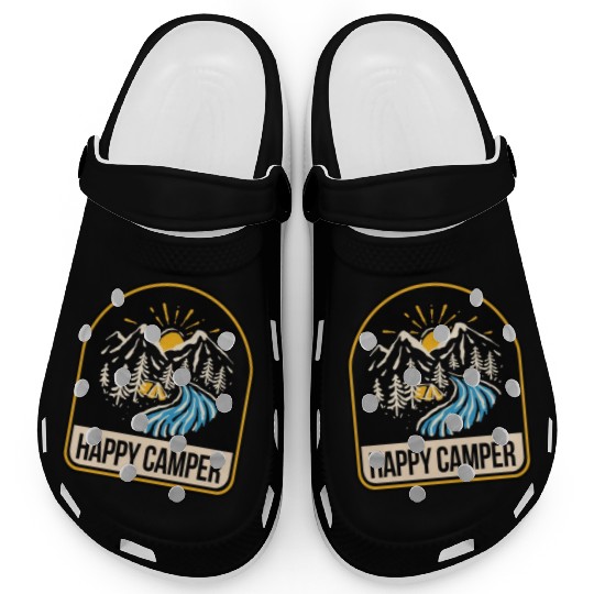 Happy Camper Camping Campfire Tent Clogs