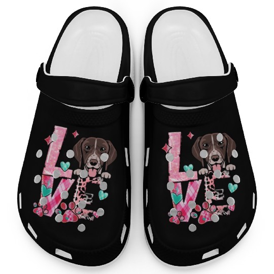 German Shorthair Dog I Love My Dog Fur Baby Valent Clogs