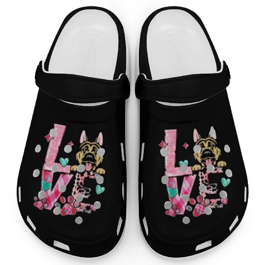 German Shepherd Dog I Love My Dog Valentines Day Clogs