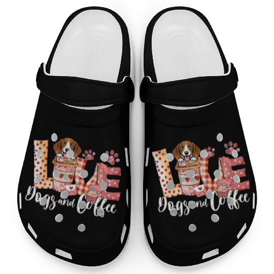 Beagle Dog Coffee Lover Dog Mom Valentines Day Clogs