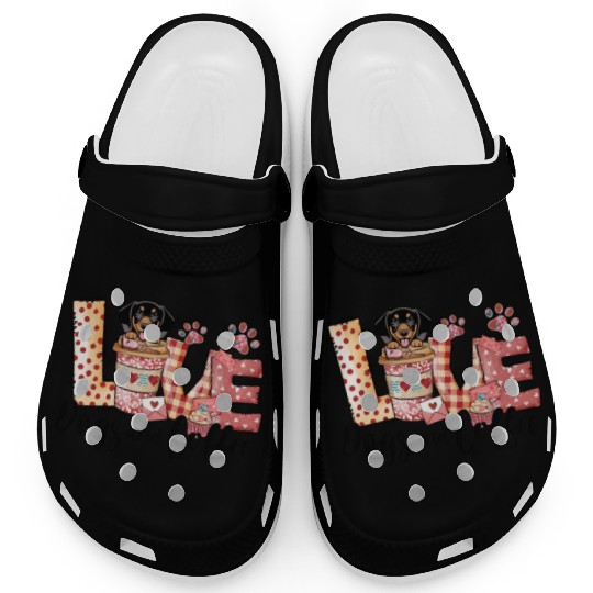 Daschund Coffee Lover Dog Mom Valentines Day Clogs