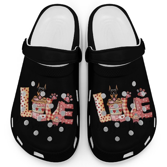 Doberman Dog Coffee Lover Valentines Day Clogs