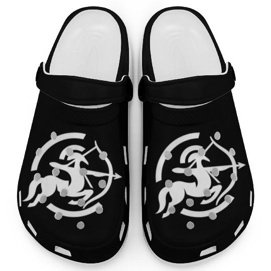 Zodiac Sagittarius Arc Icon Minimalistic White Clogs