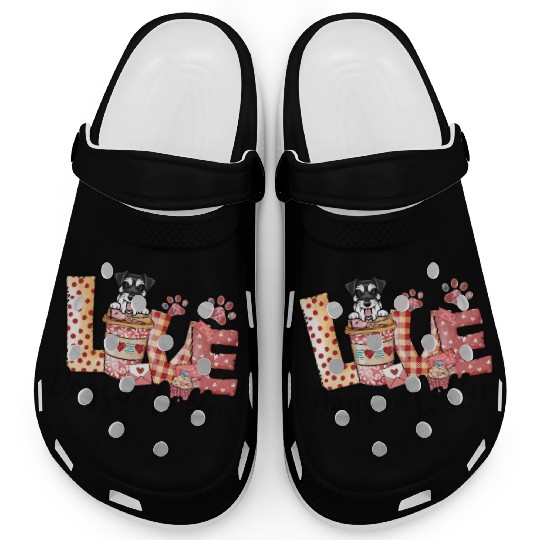 Mini Schnauzer Dog Coffee Lover Dog Mom Valentine Clogs