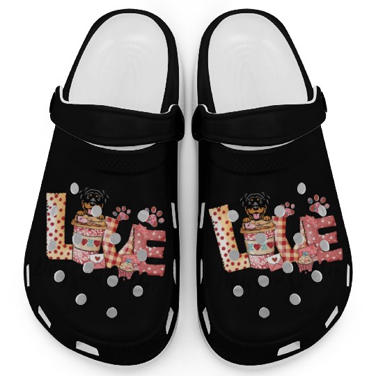 Rottweiler Dog Coffee Lover Dog Mom Valentines Day Clogs