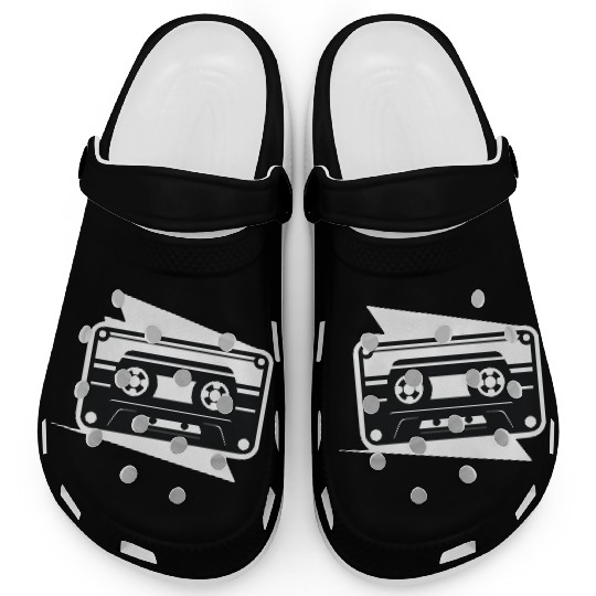 A vintage-inspired illustration of cassette tape Clogs