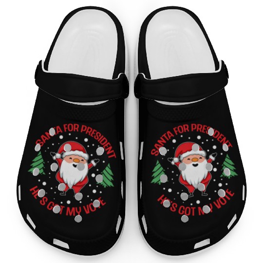 Santa For President Christmas Tree Voting Voter Clogs