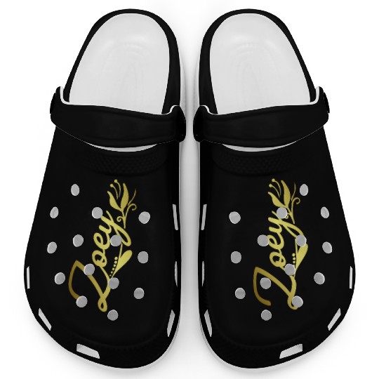 Zoey Name Faux Gold Tulip Flourish Clogs