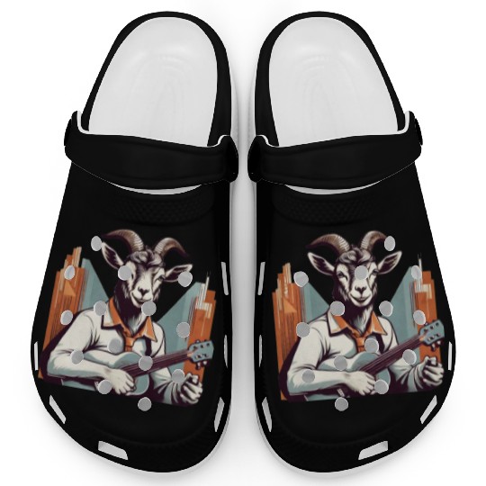 retro goat playing guitar vintage style Clogs