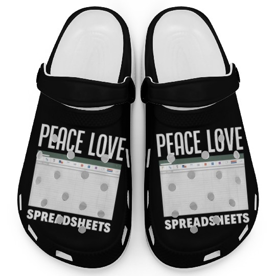 Peace Love Spreadsheets Funny Accountant Gift Clogs