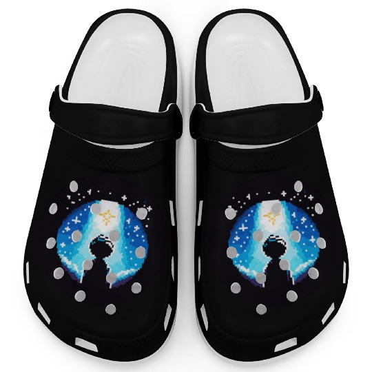 Digital Night Sky - 8-Bit Childhood Dreams Clogs