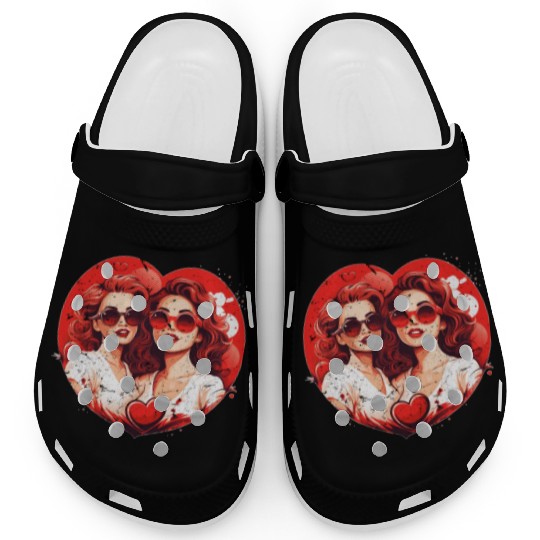 Valentines Day Outfit For Her And Her in love Clogs