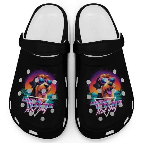 Retro Wave Airdale Terrier Hot Dog Clogs