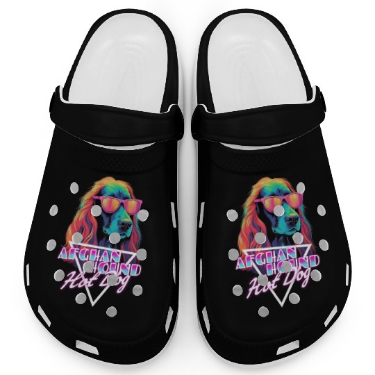 Retro Wave Afghan Hound Hot Dog Clogs