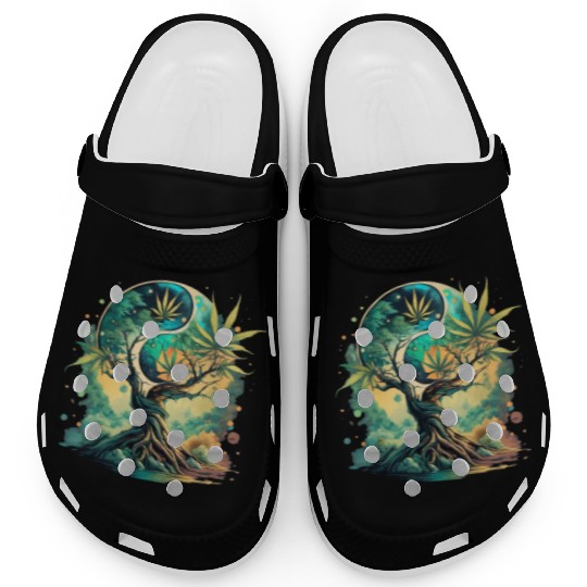 Tree Of Life Yin Yang Water Color Clogs