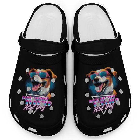 Retro Wave Jack Russel Terrier Hot Dog Clogs