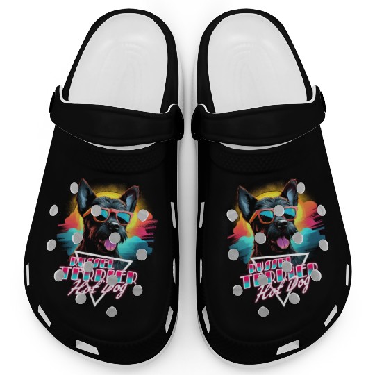 Retro Wave Jack Russel Terrier Hot Dog Clogs