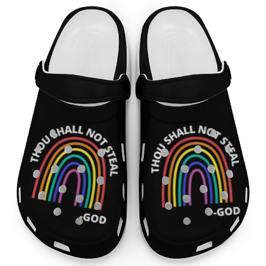 Thou Shall Not Steal Rainbow God Christian Clogs