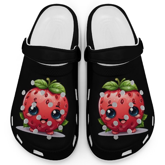 A cute kawaii style strawberry with a smiling face Clogs