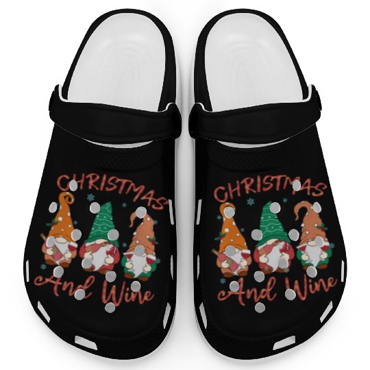 Christmas Gnomes & Wine Delight - Festive Holiday Clogs