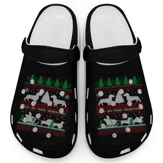 Dachshund Lover Funny Holiday Ugly Christmas Theme Clogs