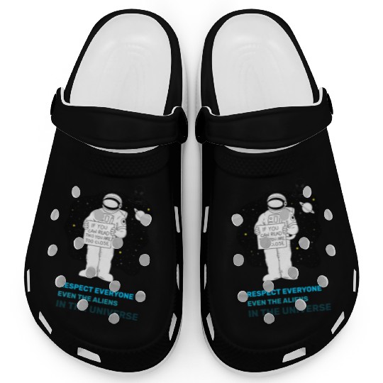 Black White Astronauts and Aliens Clogs
