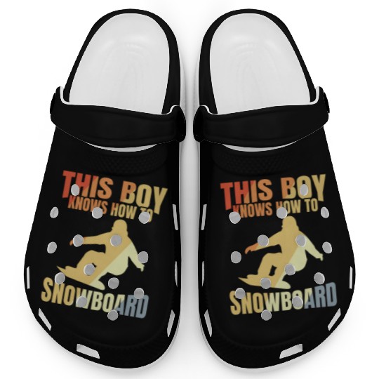 Funny Snowboarding Boy Clogs