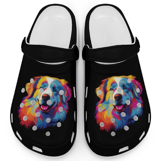 Watercolor Colorful Great Pyrenees Clogs
