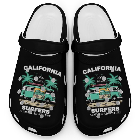 Men's And Women's California Long Beach Print Clogs