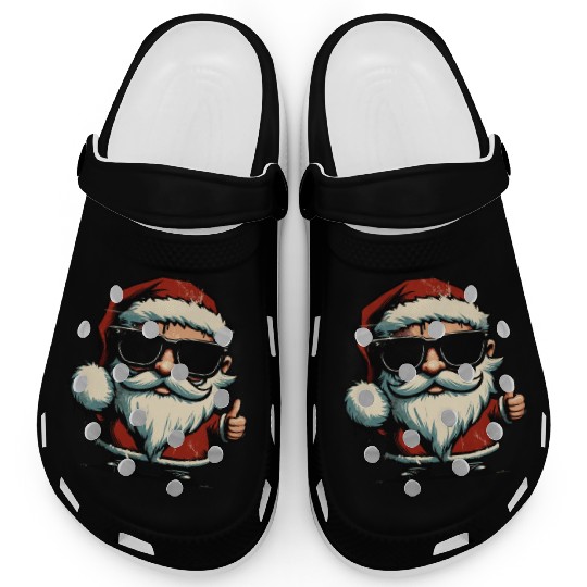 Funny Trendy Santa Claus Retro Street Art Clogs