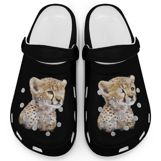 Baby Cheetah Art Watercolor Painting Portrait Clogs
