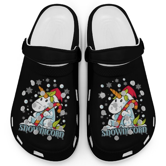 Wintertime Snownicorn Snowflakes Unicorn Clogs