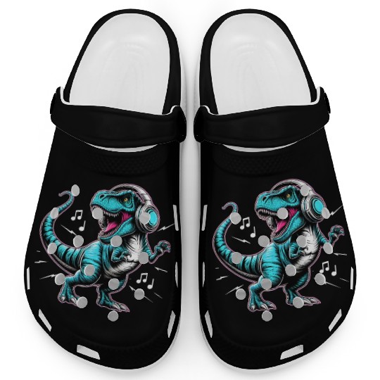 Dancing Tyrannosaurus Rex with Headphone Clogs