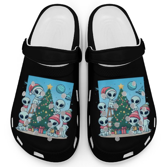 Aliens Christmas tree Clogs
