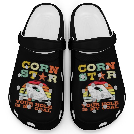 Corn Star Your Hole is My Goal Vintage Cornhole Clogs