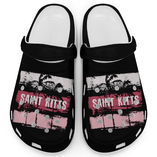 Saint Kitts Vacation Souvenir Abstract Artistic Clogs