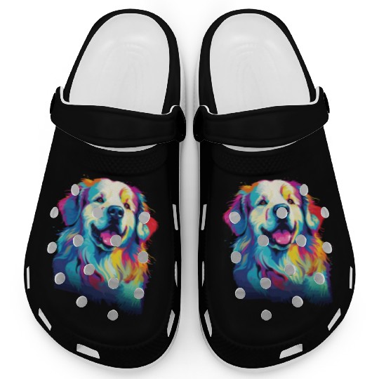 Watercolor Colorful Great Pyrenees Clogs