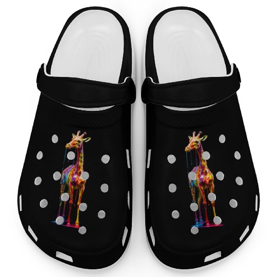 Rainbow Colored Giraffe Clogs