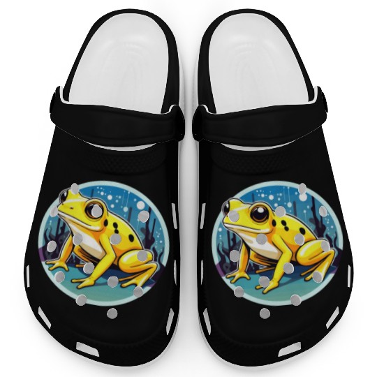 Golden Poison Frog Illustration Clogs