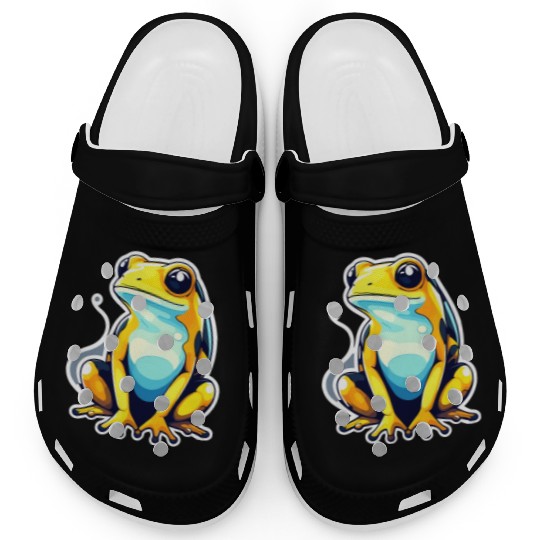 Golden Poison Frog Illustration Clogs