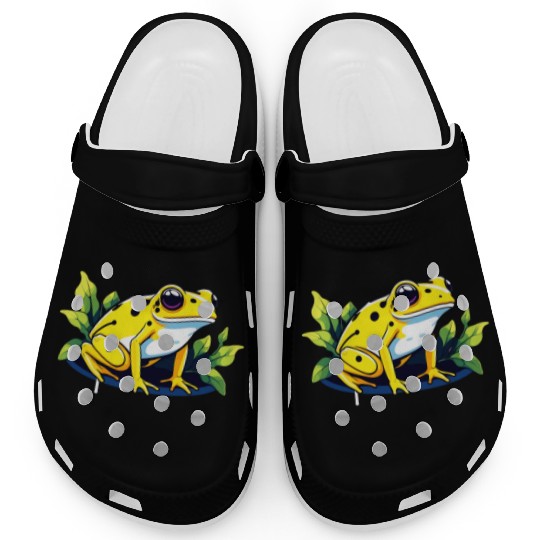 Golden Poison Frog Illustration Clogs